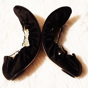 Dolce & Gabbana Black Satin Flats SZ 38.5